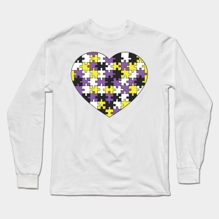 Pride Puzzle Heart - Non-Binary Pride Colors Long Sleeve T-Shirt